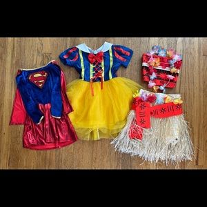 Girls Dress Up Costumes Size Small - Moana, Supergirl, Snow White